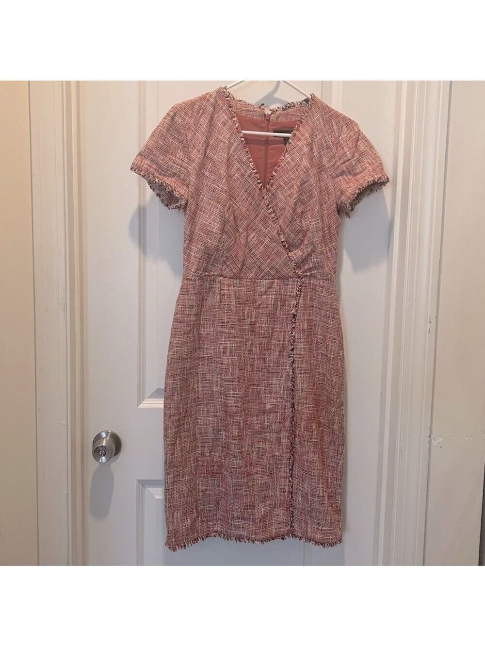 Banana Republic Pink Cross stitch dress size 4 short sleeved zip up back
